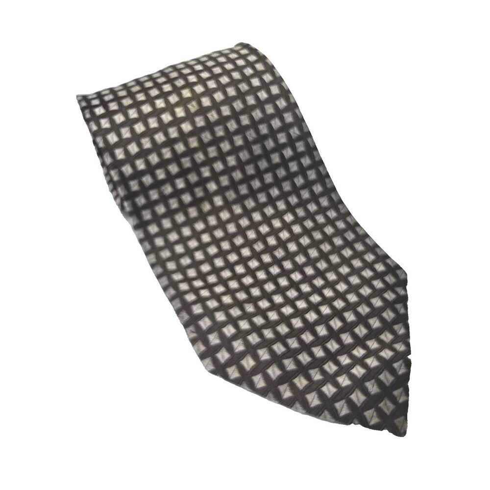 Hugo Boss 100% Silk Tie Dark Gray & Silver Made in‎ Italy 60" x 3.6"